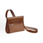 HERMES Herbag Zip 20 Silver buckle Shoulder Bag 20 Women 34 Fauve light yellowish-brown